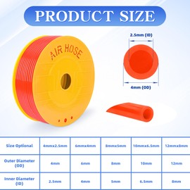 Eydutoi PU Air Hose 4mm OD x 2.5mm ID Orange Polyurethane Hose 525 FT 160 Meters Pneumatic Tubing Pipe for Air Compressor
