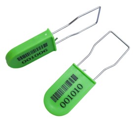 Plastic Padlock Seal with Barcode and Number Security Seals Wire Padlocks Tamper Tags Locks Green