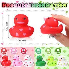 Shappy St. Patrick's Day Rubber Ducks Valentines Love Rubber Duckies Novelty Squeeze Shamrock Duck Small Ducks Bath Toy for Classroom Prizes Party Favors(Sweet Color, 48 Pcs)