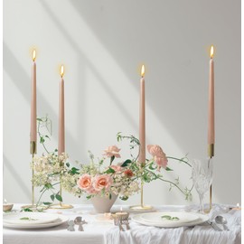 10 Inch Light-Mocha Taper Candles for Home Decoration, 10 Pack Unscented Candlesticks for Dinner Wedding Party, Smokeless and Dripless Candle Sticks