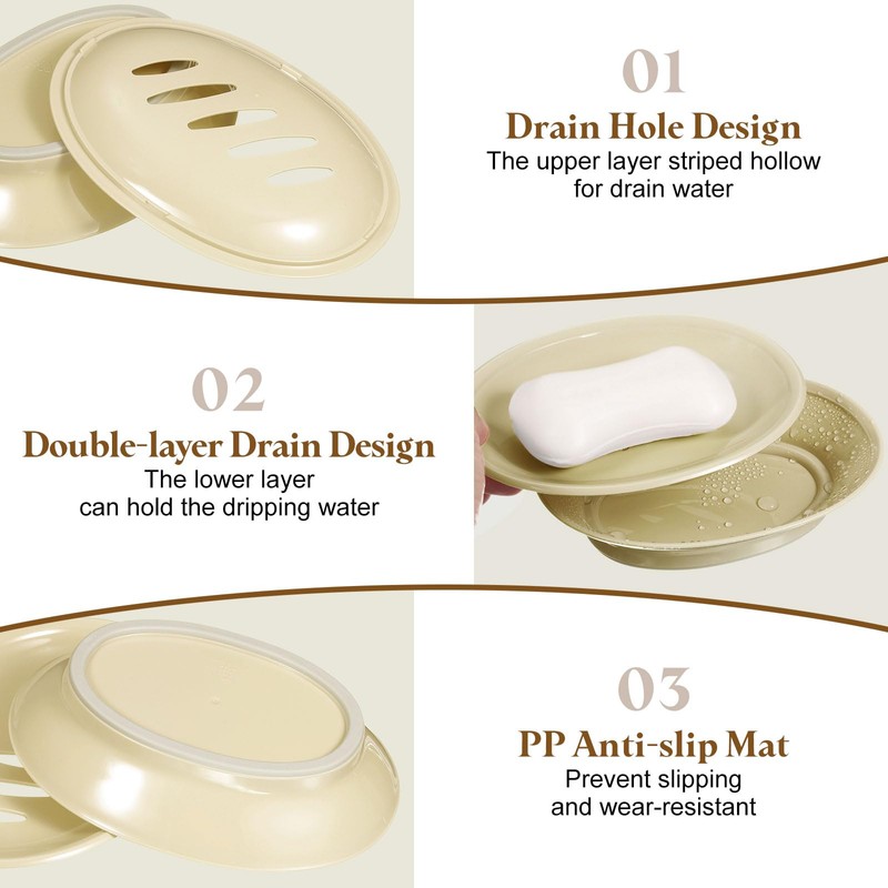 sourcing map Soap Container, 2Pcs 15.5x11cm Plastic Soap Dish with