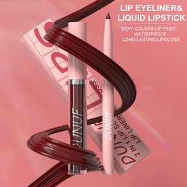 Fexblz Matte Liquid Lipstick and Lip Liner Set, Non-Stick Cup Not Fade,Velvety Liquid Lipstick Long Lasting Waterproof Nude Lip Gloss for Girls and Women (Set #3)