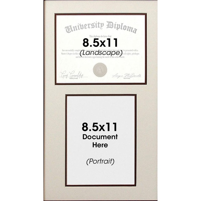Double Diploma Document Certificate Reverse Openings Wood Picture Frame for