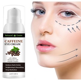 Caffeine Eye Cream - 5% Caffeine, Hyaluronic Acid & Peptide Complex Natural Cosmo - Advanced Formula Against Dark Circles, Wrinkles & Puffiness (50 ml)