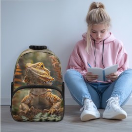 ELEDIZI Dragon Lizard Backpack for Kids Boys Backpack with Lunch Box Water Bottle Sling Bag and Big Pencil Case 4Pcs Set 17" Bookbag with Compartments Large Capacity School Bag for Elementary Boys