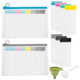 Protein Powder Travel Container Set, 25 Pcs Reusable Protein Powder Container To Go, Portable Supplement Storage Containers with Funnel and Spoon, Travel Containers Zip Up Bags for Workout Fitness