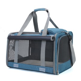 Pet Carrier for Large Cats, Soft-Sided Cat Carrier for Medium Big Cats and Puppy up to 20lbs (Blue)