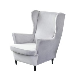 VanderHOME Luxurious Protective Covers Armchair Cover Elastic Wingback Chair Slipcovers Stretch Armchair Throws Washable Sofa Cover Furniture Protector Light Grey