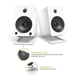 Kanto S6W Tilted Desktop Speaker Stands for Large Bookshelf Speakers & Full-Size 5”-7” Studio Monitors | Supports 20 lbs | Damping Foam Padding | ¼”-20 Mounting | Pair | White