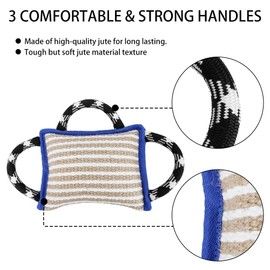 DONGKER Hunde Beißkissen, Langlebiger Hundebisskissen, 3 Griffe, Hunde Beißwurst Spielzeug Kauspielzeug zum Hunde K9 Training Hundesport Hundetraining (Blau)