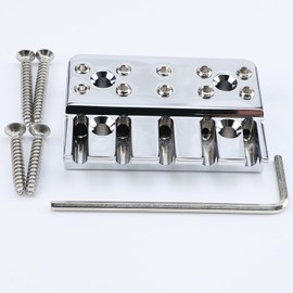 OVSAL Guitar Bridge String Locks Chrome 5 String Bass String Locking Nut Headless Bass Guitar String Lock Brass String Locking for Headless Electric Bass Guitar Replacement Parts