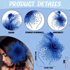 Fascinators for Women,Women Accessories,Royal Blue Fascinator for Women Tea Party Cocktail Wedding Headwear Headband for Women Girls