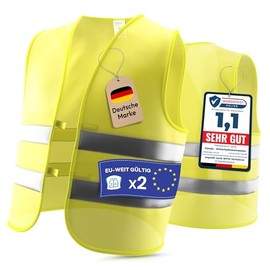 High Visibility Car Vest, Set of 2 - Valid Europe According to Standard 2025 EN ISO 20471 - Reflective Car Safety Vest - High Visibility Vest for Adults