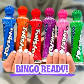 Bingo Dabbers Pack of 6 for Dotting Game Night Numbers in Books, Cards, Flyers or Tickets. Colourful Twister Dot Markers for Family Games. 43ml Sponge Tip Bingo Pens. Great Nan Gifts Dabber Pens.