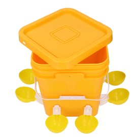 shenruifa Automatic Chicken Waterer Set Low Spillage Self Replenishing Poultry Waterer Dispenser for Chicken Bird Duck Goose Turkey (Yellow Water Cups)