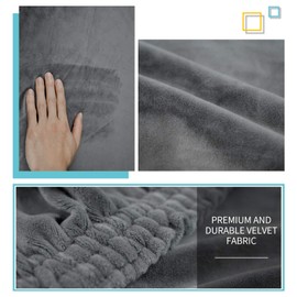 DUJUIKE - Funda otomana cuadrada de terciopelo para reposapiés y reposapiés para muebles de terciopelo con parte inferior elástica (gris, pequeño)