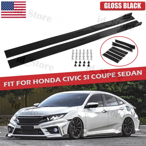 Unbranded 78.7" Gloss Black Side Skirt Extension Splitter Lip Kit