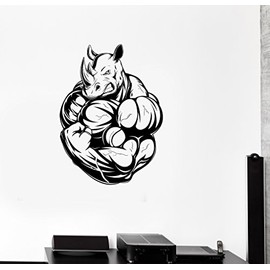 Large Wall Vinyl Sticker Decal Power Sport Fitness Bodybuilding Rhino Muscles (ed493) Dark Blue