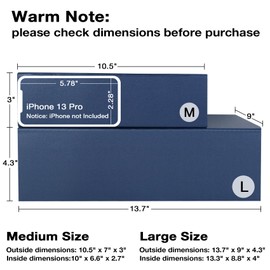 Aimyoo Navy Blue Collapsible Gift Box with Magnetic Closure Lids 13.8x9x4.3 in, Bridesmaid Groomsmen Proposal Box, Large Rectangle Box for Present Graduation Storage 3 Pack (GIFT BOX-NB-L3)