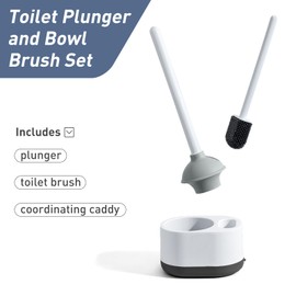 ADNIKIA Silicone Toilet Brush Plunger Set, 2 in 1Toilet Bowl Brush and Holder Plunger Set, Plunger Toilet Brush Combo, Bathroom Toilet Brush, Toilet Brush Set, Toilet Scrubber and Plunger Set, Black