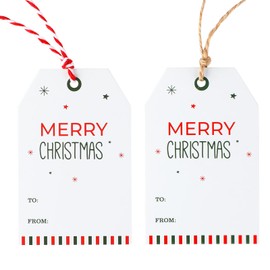 100 Pcs Christmas Gift Tags with String,Merry Christmas Tags,Paper Gift Tags for Gift Wrapping,Holiday Present Wrap Tags for Xmas Parties and Celebration