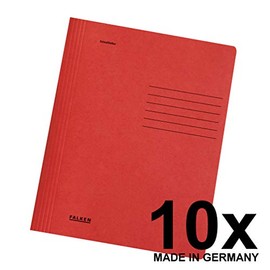 FALKEN Original Falken 10er Pack Recycling-Schnellhefter gefaltet DIN A4 Intensivfarbe rot. Made in Germany Blauer Engel Hefter Papphefter Kartonschnellhefter Schulhefter Pappordner Mappe Schulordner