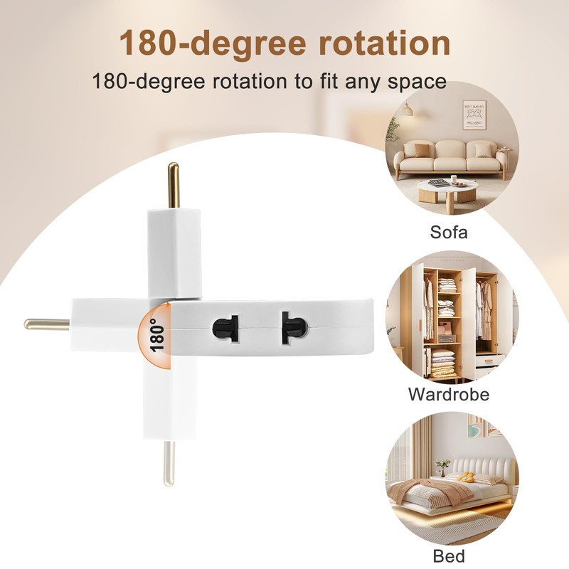 Momowin 2 x Flat Plug Multiple Sockets, Flat Plug with