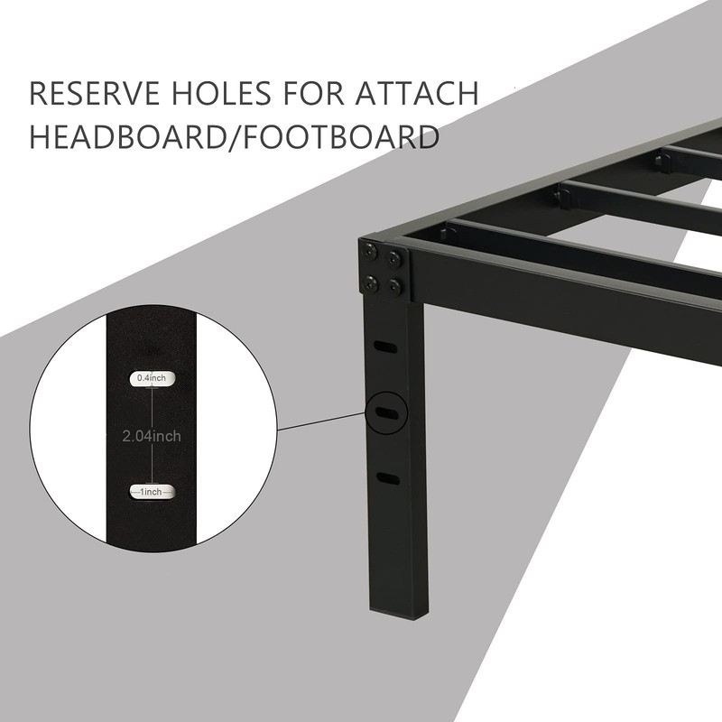 Wulanos Full Size Bed Frame 18 inch Tall, 3500lbs Heavy