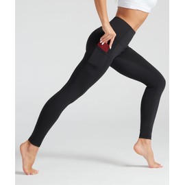 THE GYM PEOPLE Women's High Waist Yoga Pants Soft Tummy Control Athletic Workout Leggings with Deep Pockets Black