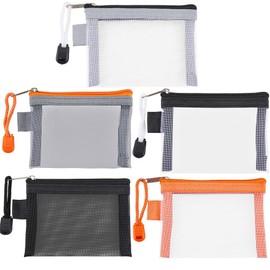 SOFPLATE 5Pcs 5 Colors 3 x 4.5 Inch Mesh Makeup Pouches Small Nylon Mesh Zipper Bag Cosmetic Pouch Travel Purse Organizer Reusable Storage Pocket Card Holder for Women Home Bag Toiletries Accessories