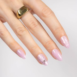 MOYOU LONDON Gel Press On Nails - Elegant Short Almond Shape, Long-lasting & Comfortable Soft Fake Nails with Glue, Reusable Opaque Stick On Nails for Women, 32 Pcs in 16 Sizes