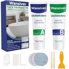 Wansiven Tile Repair Set, White, 100 g Enamel Repair Set, Waterproof and Leak-proof Ceramic Repair Set, Sink Repair Kit for Repairing Scratches, Holes, Cracks