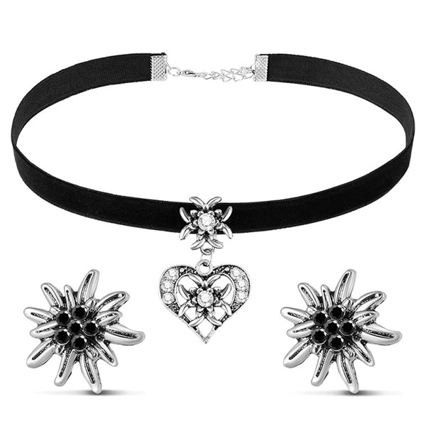 ZesNxj 3 Stück Trachtenkette Damen, Trachtenkette, Trachtenschmuck, Elegante Liebe Dirndl