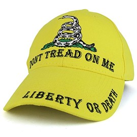 Armycrew Don't Tread On Me Snake Liberty or Death Embroidered Structured Baseball Cap - Yellow