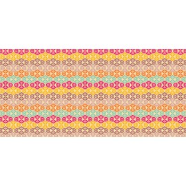 Ambesonne Ethnic Pencil Pen Holder, Pattern of Colorful Motifs Ornamental Eastern Inspired Forms, Ceramic Pencil Holder for Desk Office Accessory, 3.6" X 3.2", Beige and Multicolor