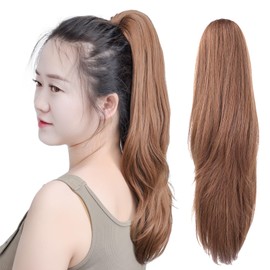 Brown Clip Ponytail,SYXLCYGG Straight Clip Claw Ponytails 18" 4.3 OZ Synthetic Like Real Hair Fake Hair pieces For Women Easy To Use Fluffy¬ Tangled