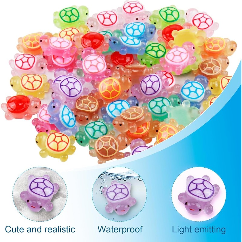 MaoNativey 30 PCS Glow in The Dark Mini Turtles -