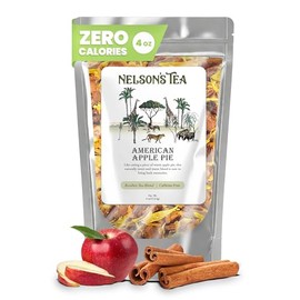 Nelson's Tea American Apple Pie - Caffeine Free, Herbal Loose Leaf Tea, Curated Blend with Cinnamon, Apple Pieces, Rooibos, and Marigold Petals - Perfect for Bedtime Brew (4 oz)