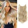 Medium Blonde with Pale Highlights Hair Extensions, Invisible Wire Hair