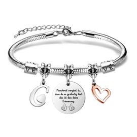 SAMORION 26 Letter Bracelets, Name Gift, Inspirational Bracelet, Sometimes Forget You So Great, Memory Jewellery for Women, Birthday Bracelets for Friend, Christmas Graduation, 18.0 cm, Stainless