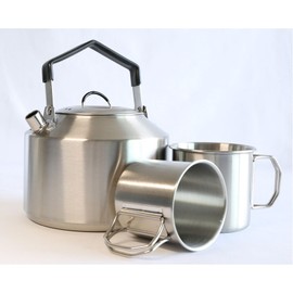 JouiiSiYa 1.5L Stainless Steel Camping Kettle - Portable Durable Open Fire Kettle for Camping, Bushcraft, and Emergency Use - Fast Boiling, Heat Retention, Campfire Safe (1.5L)