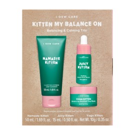 I Dew Care Skincare Set - Kitten My Balance On | With Kaolin, Heartleaf Extract, Cypress Leaf Extract, Foam Cleanser, Wash-off Mask, Serum For Blemish Skin, Trio Set, Gift, Travel Size, Korean Skincare, TSA Friendly Sizes