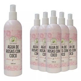 Productos Mart Mexico Agua De Rosas Con Coco  (500ml) 6 Pack