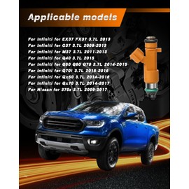 Hsingach Fuel Injectors 6Pcs Compatible with Infiniti for G37 2008 2009 2010 2011 2012 2013,for EX37 FX37 M37 Q40 Q50 Q60 Q70 3.7L,for Nissan 370z 3.7L 2009-2017,12 holes,16600EY00A