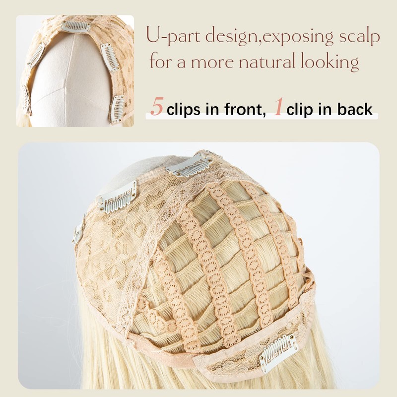 SARLA U Part Hair Extensions Dirty Blonde Full Head Clip