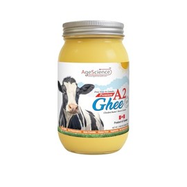 AgeScience Canadian A2 Ghee – Dairy Fresh, Lactose-Free Clarified Butter, Glass Jar – 650g (23OZ)