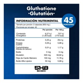 Glutatión Glutathione Suplemento Alimenticio 90 Cápsulas Sin Sabor Vegano