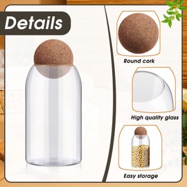Suclain 6 Pcs Glass Storage Container with Ball Cork Glass Jar with Cork Lid Coffee Jars Cute Containers for Food Coffee Bean Candy Nut Storage (750ml/25oz)