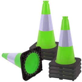 OrangeStar 8 Pack 18" Green Traffic Safety Cones, PVC Parking Cone Construction Cones w/Reflective Collar, Heavy Duty Base for Driving Practice, Parking Lots and Roadwork