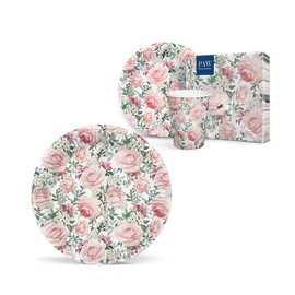 PAW - Paper Plates (23 cm) I Pack of 8 I Disposable Plates Colourful Cardboard I Ideal for Weddings, Communions, Parties, Birthdays I Printed with Water-based Colours I Colour: Gorgeous Roses